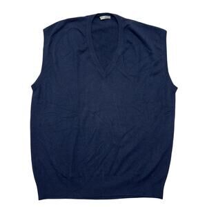 Vintage Manrico Cashmere Sweater Vest 60 2XL Mens Blue V-Neck Made in Italy